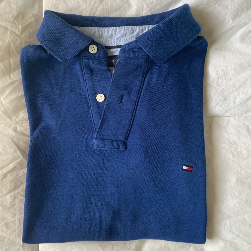 TOMMY HILFIGER blue polo CROPPED